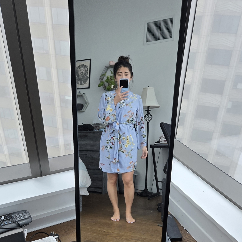 Floral Blue Women's Bridesmaid Getting Ready Robe